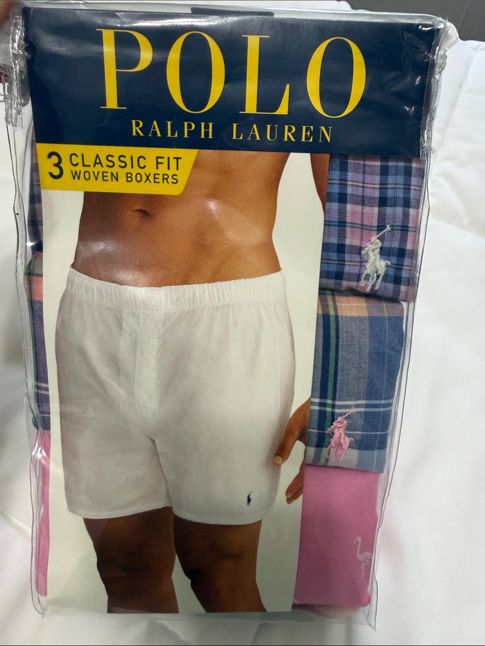 Polo by Ralph Lauren White, Pink & Plaid Men’s Woven Boxer Shorts - 3 Pack
